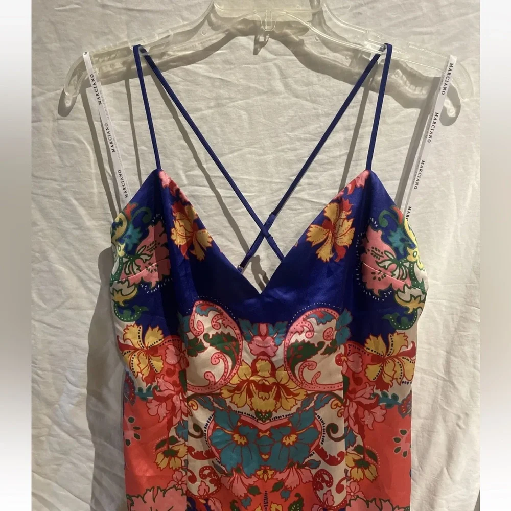 New Guess Marciano Paisley Blissfull Side Slit Maxi Long Dress M 6 $229 - Picture 5 of 9